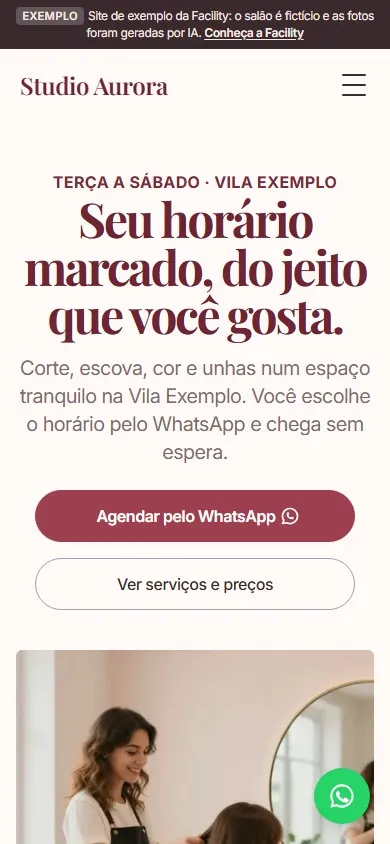 A mesma demonstração Studio Aurora no celular